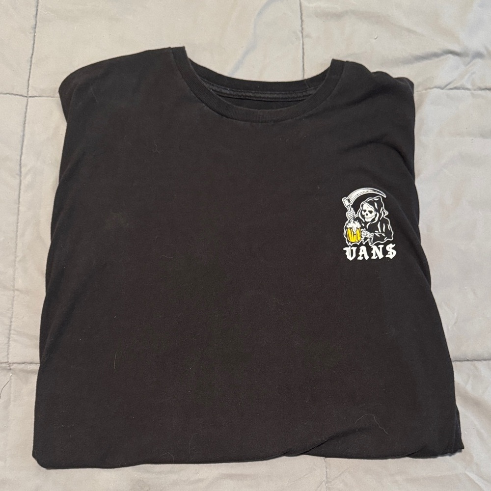 Vans Black Tee with Grim Reaper Graphic